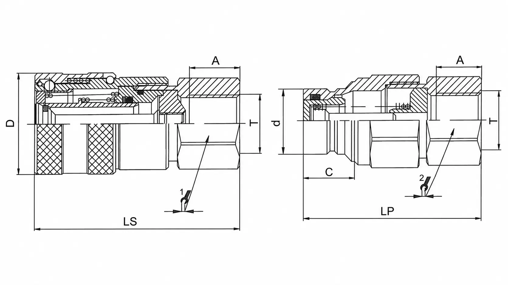 Coupling fitting sectional drawing